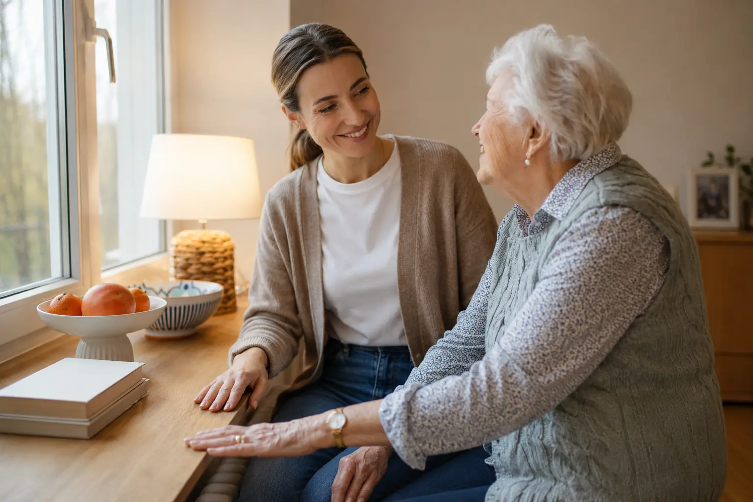 Frau sorgt sich um Oma